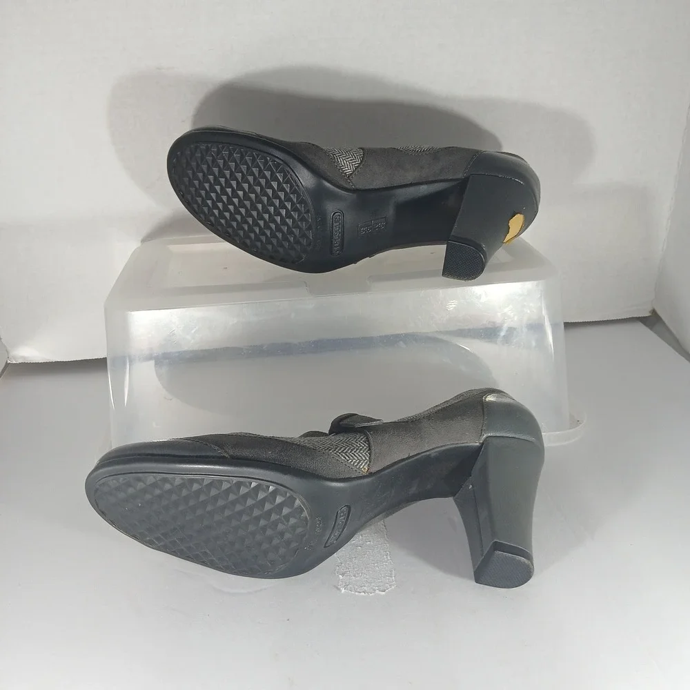 Aerosoles Roller‎ Rink Mary Jane Heels 8.5 Grey Herringbone Dark Academia Pump